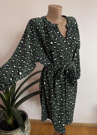 Сукня міді з довгими рукавами, сукня міді з леопардовим принтом