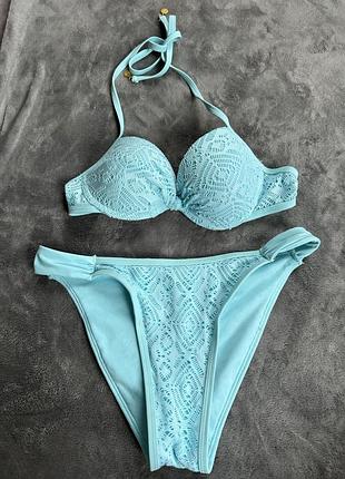 Купальник роздільний прошва бірюза пуш ап