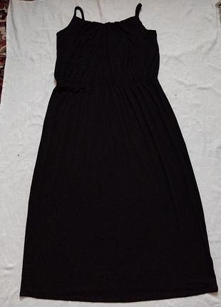 Черное макси платье из натуральной ткани