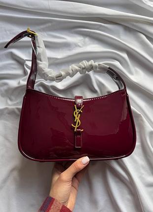 Уцінка жіноча лакована сумка бордо hobo bag red