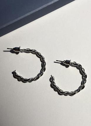 Сережки масивні массивные кольца серьги кольца серебристые сріблясті