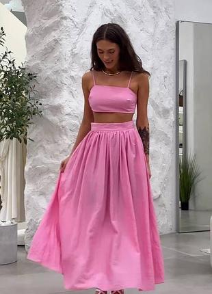 Женский костюм летний легкий юбка макси длинная и топ