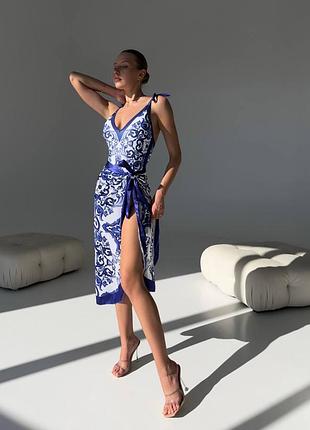 Преміум 💎 суцільний купальник із парео