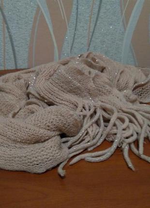 Шарф снуд теплый длинный с люрексом