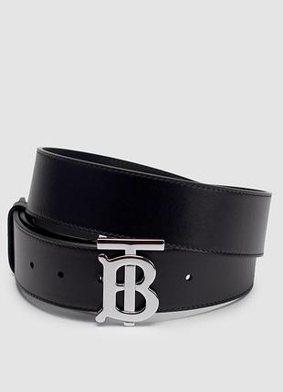 Ремень burberry leather tb belt black/tan/silver
