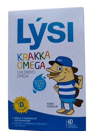 Омега-3 (риб'ячий жир) lysi (лісі) з вітаміном d для дітей капсули жувальні з фруктовим смаком упаковка 60 шт