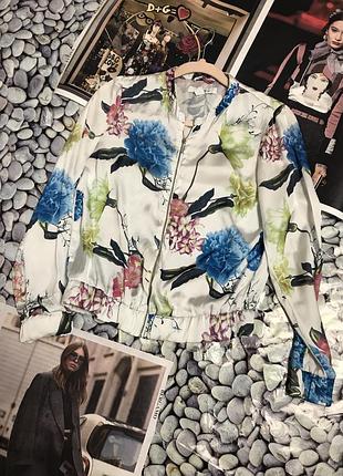 Бомбер # легкий літній бомбер з квітковим принтом