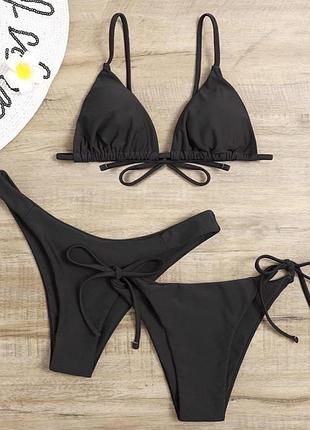 Купальник женский раздельный черный тройка s, м, xl