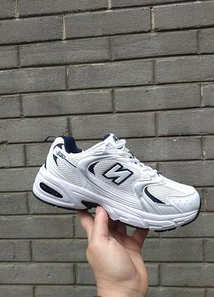 Кроссівки жіночі  new balance біло-сині екошкіра з сіткою