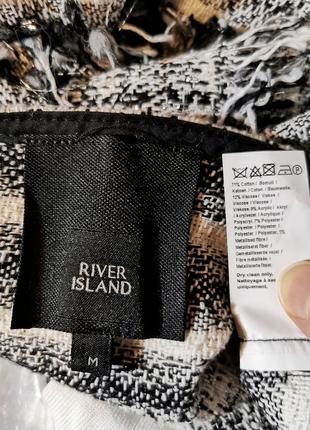 Жакет пиджак кардиган коттон river island в стиле chanel с бахромой в полоску с люрексом7 фото