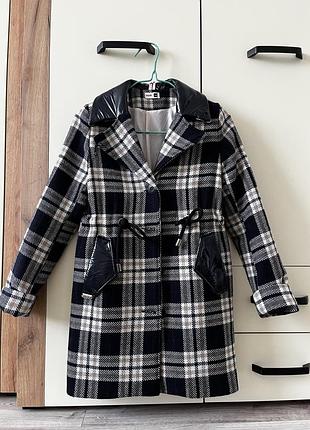 Стильне підліткове, осіннє пальто в клітинку 🍁розмір 146