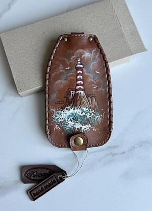 Коричнева шкіряна ключниця «маяк»