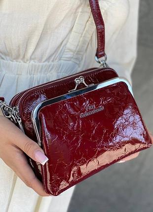 Сумка з натуральної лакованої шкіри