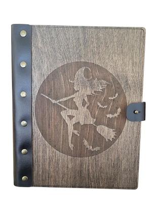 Деревянный блокнот " ведьма" 210х170мм 100 страниц