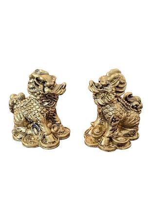 Статуетки собаки фу небесні леви бронзові , 2 шт