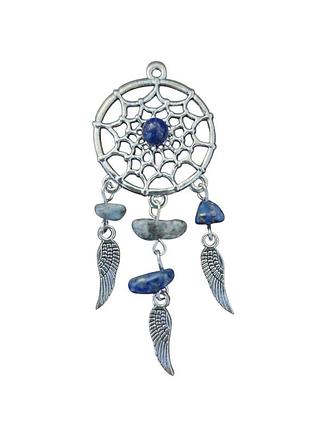 Подвеска оберег ловец снов с синими камнями, подходит для изготовления изделий