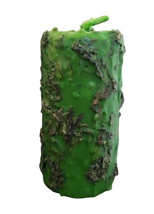 Свеча ритуальная с травами, зеленая с мятой и шалфеем, лавром 15 см