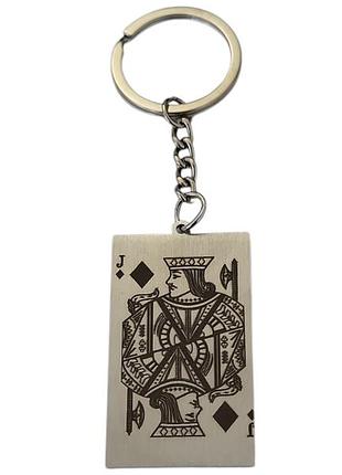 Брелок металлический для ключей с картой бубновый валет 107 мм двухсторонний