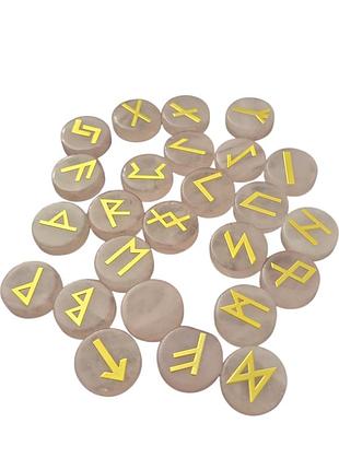 Руны из натурального камня розовый кварц набор 25 шт