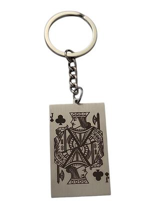 Брелок металлический для ключей с картой валет крестовый 107 мм двухсторонний