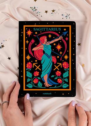 Блокнот у крапку «знак зодіаку — стрілець» чорний 210х148мм 144 сторінки