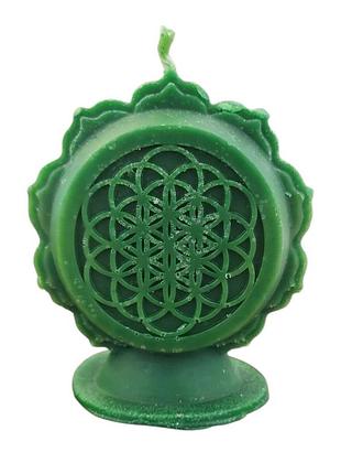 Свічка на виконання бажань "квітка життя" зелена