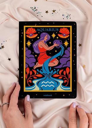 Блокнот в точку «знак зодиака — водолей» черный 210х148мм 144 страниц