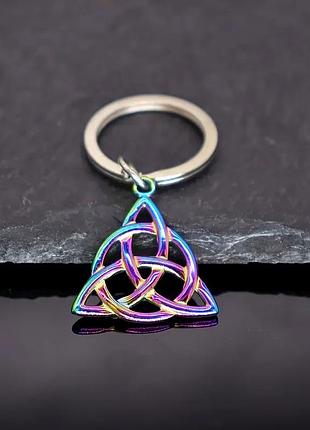 Брелок амулет металлический для ключей кельтский узел 53 мм хамелеон двухсторонний