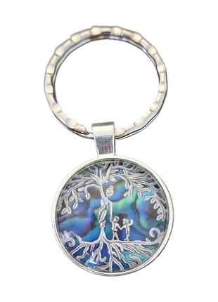 Брелок амулет металлический для ключей дерево жизни семья 54 мм