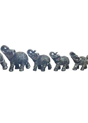 Статуеткі фен шуй 7 слонів, грошові слони сірі