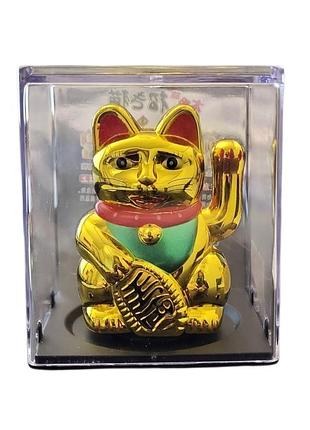 Статуэтка фен-шуй манэки нэко на солнечной батарее золотая 5 см