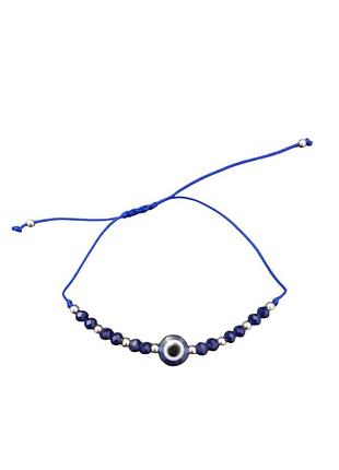 Браслет-оберіг око фатіми синій з намистинами