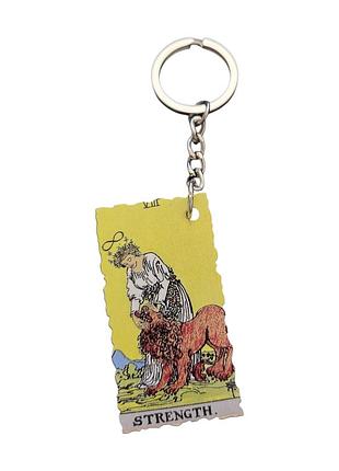 Брелок деревянный для ключей с картой таро сила 104 мм