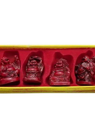 Статуетки нецке фен шуй будда щастя 6 шт бордові 5 см