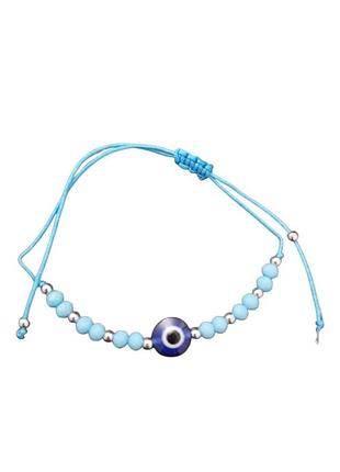 Браслет-оберіг око фатіми небесний з намистинами