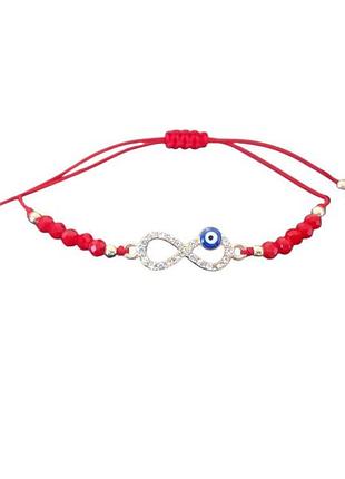 Браслет-оберег красный со значком бесконечности