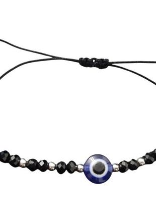 Браслет-оберіг око фатіми чорний з намистинами