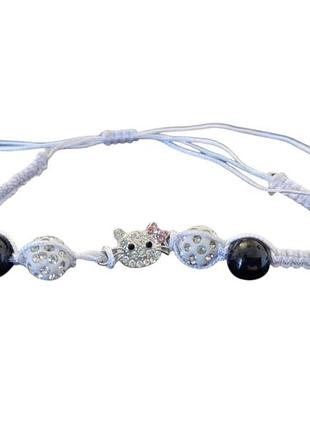 Браслет шамбала hello kitty белый