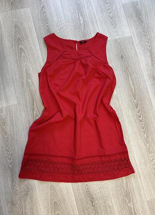 Гарний лляний сарафан сукня льон червона l-xl