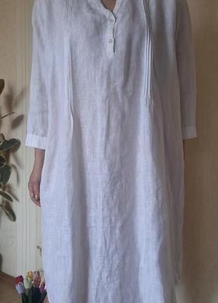 Белое льняное платье туника италия