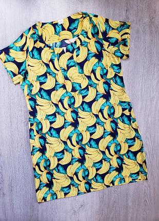 Платье 100% хлопок в принт бананы 12-14 р-ру.
