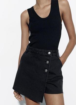 Шорти zara, шорти mom fit zara, чорні джинсові шорти zara