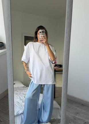 Нежные сатиновые брюки кюлоты голубого цвета