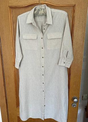 Бежевое платье-рубашка h&amp;m, размер l-xl