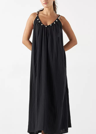 Легкое хлопковое длинное платье с ракушками бохо 🐚🐚🐚 муслін