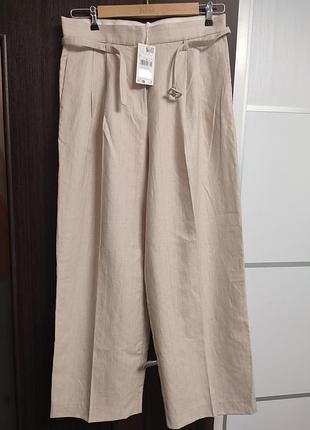 Брюки женские летние паласо льняные (смесь) от манго, размер 40