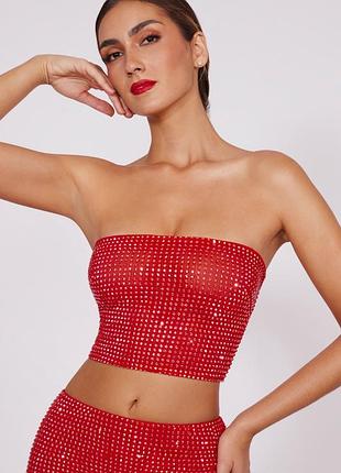 Червоний топ oh polly, зі стразами xxs-xs
