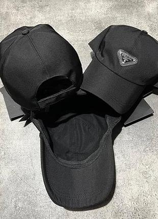 Кепка prada черная, стильная кепка prada премиум качества, брендовая кепка prada для мужчин и женщин