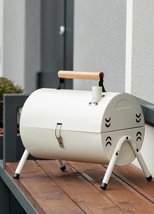 Мангал угольный двусторонний 38×28×40 см с решоткой белый