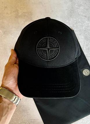 Черная кепка stone island, стильная кепка stone island премиум качества, брендовая кепка stone island для города и отдыха